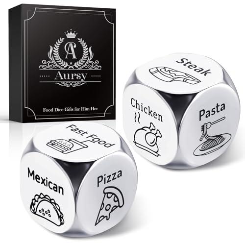 Aursy Valentines Day Gifts for Him Her Kids, 2PCS Food Dice, Gifts for Men Women Men Kids Adults, Birthday Gifts for Him Mens Gifts, Couple Wedding Easter Valentines Father Day