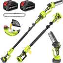 2-IN-1 Cordless Pole Saw & Mini Chainsaw w/ Brushless Motor, 2*4.0Ah Battery Powered 6" Electric Telescoping Pole chainsaw 15 Ft Max Reach, Adjustable Head Pole Saw for Tree Trimming Pruning (9 inch 2-in-1 new)