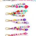 HolidayQbee DIY Bead Keychain Making Kit for Kids Beaded Bag Charm Kit Alphabet Beads Muti-Colorful Heart Pony Bead for Key Chain Making Kit Bag Charm Making Kit Gifts for Boy Girls