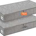 punemi 5 inches High Low Profile Under Bed Storage, Underbed Storage Containers With Sturdy Sidewalls & Bottom, Slim Under Couch Sofa Storage, Shallow Clothes Storage Bins, 2Pack, Grey