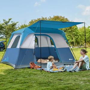 PORTAL 6 | 8 | 10 Person Family Camping Tent with Porch, Big Family Camping Tent with Tall Height, Good Ventilation, Water Resitant Large Tent for Outdoor Camping, Backyard (Deep Blue)