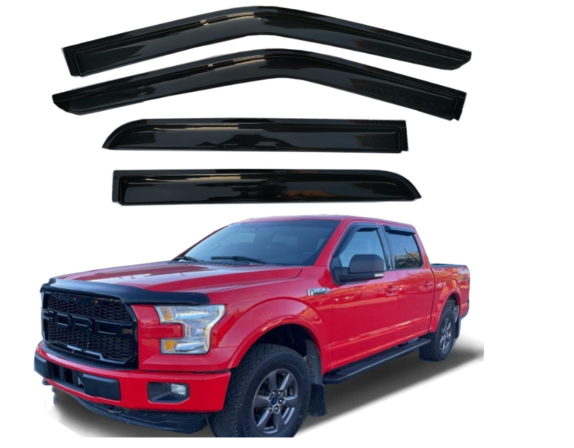 Side Window Visors Rain Guards Vent Deflectors for 2015-2025 Ford F150 Crew Cab, 2017-2025 F250 F350 SuperDuty Crew Cab, Window Vent Sun Shade Truck Accessories 4pcs 94975