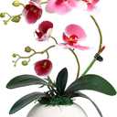 Forlaoers Modern 17" Pink Artificial Orchid Faux Flowers in vase Fake Plant Floral Arrangements Table Centerpieces for Dining Room Home Office Bathroom Decorations Indoor Farmhouse Wedding Decor