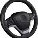 Cxtiy Car Steering Wheel Cover for Men Women Universal Leather Steering Covers for Car SUV (Full-Black)