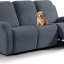 VANSOFY Recliner Couch Cover, 8-Pieces Stretch Recliner Sofa Cover Soft Jacquard Reclining Slipcover Furniture Protector with Elastic Bottom for Kid, Pets(3 Seat,Gray)