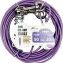 Petest 25ft Tie-Out Cable with Crimp Cover & Buffer Spring for Large Dogs Up to 90 Pounds (Blue & Purple)