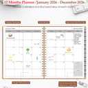 3 x 2026 Planner, Weekly and Monthly Calendar Planner from January 2026 - December 2026, 8.5" x 11" Hardcover Leather Hourly Appointment Book with Tabs, Spiral Daily Planners for College School Work Home, Brown (A4)