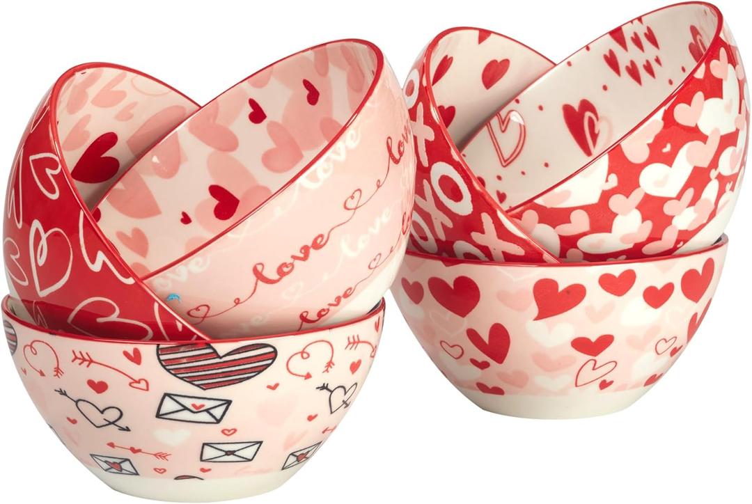 Certified International Valentine's Day 5" All Purpose Bowls, Set of 6 (5.5 inches x 3 inches)
