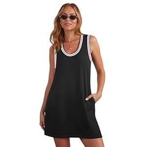 Summer Dresses for Women 2025 Casual Sleeveless Tank Dress Beach Vacation Cruise Mini Sundress with Pockets (Large)