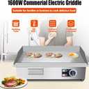 22" Commercial Electric Griddle,Electric Countertop Flat Top Griddle,110V 1600W Electric Flat Top Grill,Non-Stick Restaurant Teppanyaki Stainless Steel Grill,Adjustable Temperature Control
