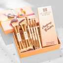 HEYMKGO Makeup Brushes Set, 6Pcs Double-ended Foundation Contour Concealer Powder Eyeshadow Brush for Liquid, Cream, Powder for Blending Buffing Professional Face Brush Set Tools(Apricot)