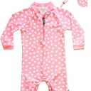 weVSwe Baby Swimsuit Girl Rash Guards Sun Protection Infant Long Slevee Bathing Suit Quick Dry with Sun Hat 0-3 Years (6-12 Months)