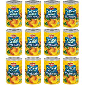 Del Monte No Sugar Added Yellow Cling Sliced Canned Peaches, 14.5 oz Can (Pack of 12) (EXP 04/28/26)