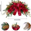 Alupssuc 24" Christmas Swag for Front Door Teardrop Decoration with Bows,Xmas Balls,Red Magnolia,Berries, Pine Cone for Indoor Outdoor Swags Wall Window Table Mantel Home Holiday Hanging Decor,1 PCS