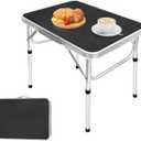 Camp Field Aluminum Folding Small Table, Adjustable Height Lightweight Portable Camping Table for Picnic Beach Outdoor Indoor (Small) (BlackB)