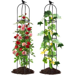 Lalahoni Garden Trellis for Climbing Plants Outdoor, 6 feet Tall Garden Obelisk Trellis Climbing Plant Support Potted Vine Flower Rose Clematis Vegetable Pea Bean Cucumber Trellis Raised Bed, 2 Pack