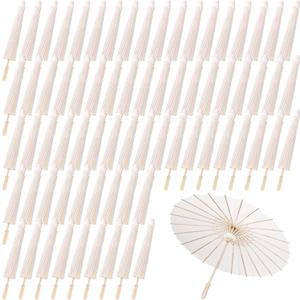 MBJZSL White Paper Umbrellas, 23.6 Inch Paper Parasol Umbrellas Chinese Japanese Style DIY Umbrellas Decorative Vintage Decor for Wedding Props