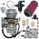 Lanigram Carburetor Fit for Polaris Sportsman 500 4X4 HO 2001-2005 & 2010-2012,1997-2009 Scrambler 500 4x4,2000-2002 Trail Boss 325 Carb With Fuel Pump and fuel shut off valve petcock