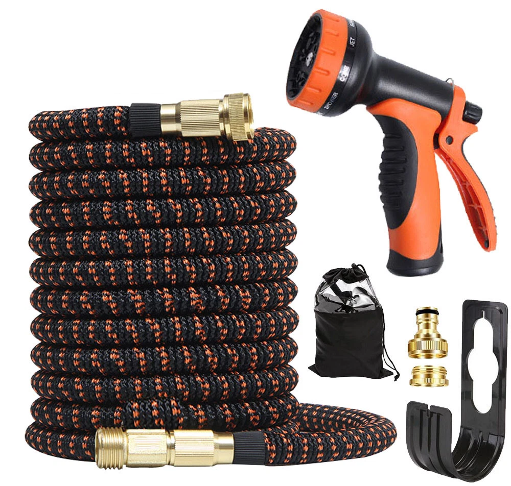 Expandable Garden Hose 75ft - Expanding Flexible Water Hose with 10 Function Spray Nozzle, Leakproof Durable 3750D Fabric Lightweight No Kink 3/4" Solid Brass Fittings for Watering/Washing