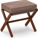 BAMBOOHOMIE Foldable Foot Stool Ottoman, Modern Foot Rest with Bamboo X Legs & Thick Foam Cushion, Folding Foot Stools Small Padded for Bedroom Living Room, Footstool for Chair Couch (Brown - Brown)