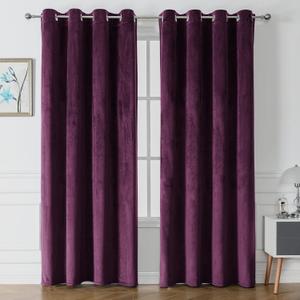 Victree Velvet Curtains for Bedroom, Thick Velvet Curtains 52 x 84 inch Length Sun Light Blocking Grommet Window Drapes for Living Room, 2 Panels (Purple, 52" W x 84" L (Pack of 2))