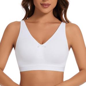 Sheroine Women's Cotton Wirefree Plus Size Unlined Bra Full Coverage Non-Padded Ultrathin Comfort Everyday Soft Bras (50D, White)
