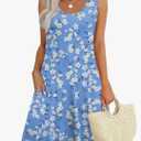 WEESO Womens Summer Dresses Loose U Neck Sleeveless Sundresses Dress with Pockets M