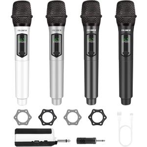 talomen Wireless Microphones for Karaoke, Rechargeable Microphone Set of 2, Plug and Play, 160FT Range, Less Latency Microfono Inalambrico for Singing, Speech, Party, Wedding