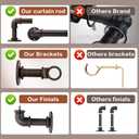 Bronze Curtain Rods 18 to 144 Inch, Industrial Curtain Rods,Adjustable Length,1 in Diameter Pipe,Wall or Ceiling Mounted,for Bedroom and Living Room(Antique Red Bronze 18 to 144)