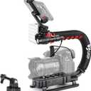 Zeadio Camera Stabilizer Kit, All-in-One Handheld Stabilizer with LED Video Light, Microphone, Phone Holder & Action Camera adaper, Fits for All Camera, DSLR, Action Camera and All Smartphones