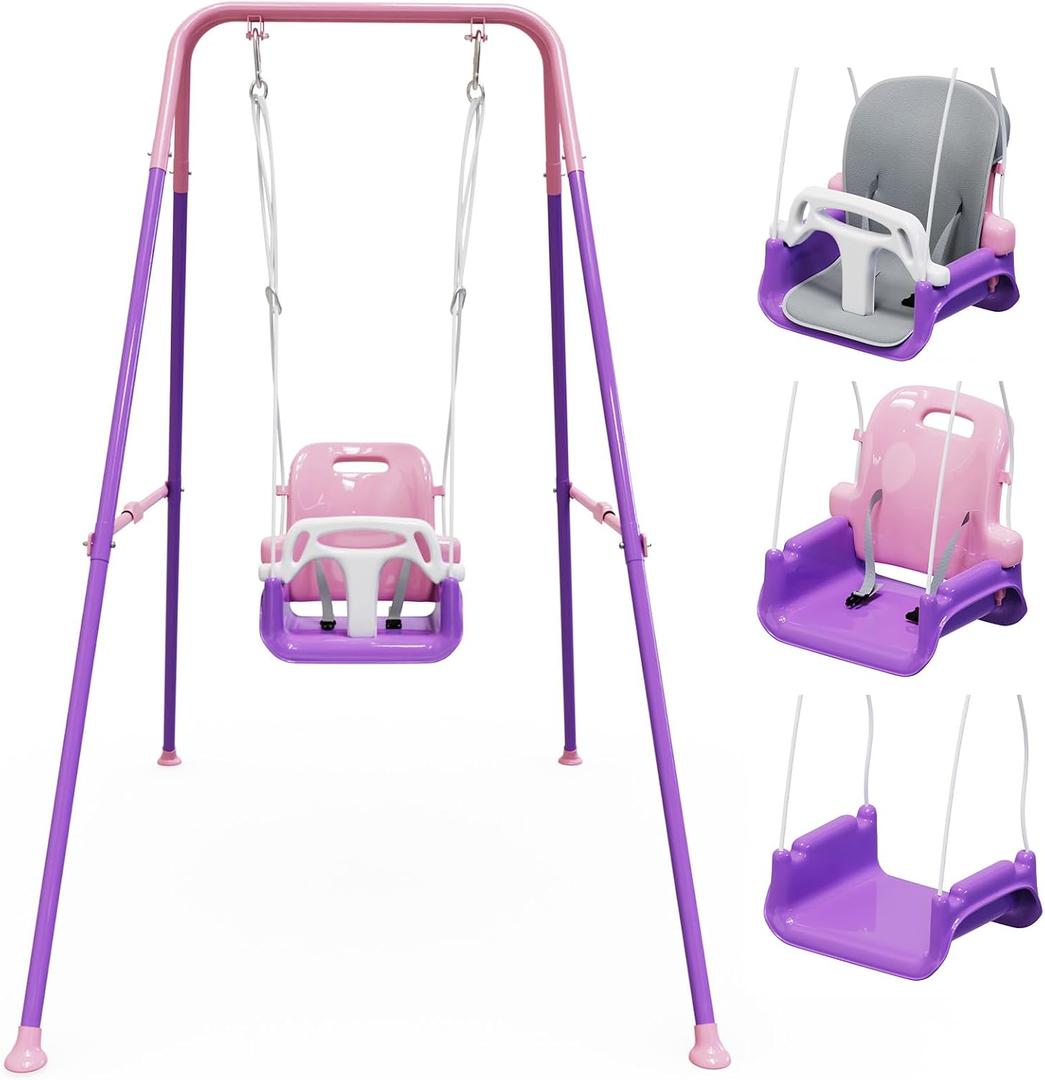 Toddler Swing with Soft Cushion, Foldable Indoor & Outdoor Baby Swing
Easy to Store, Suitable for Children Aed 1 to 10, Toddler Swing Set for Backyard