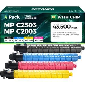 MP C2503 C2003 Toner Cartridge High Yield 4-Pack Set Replacement for Ricoh 841918 841921 841920 841919 Toner Compatible with Ricoh Aficio C2003 C2503 C2004 C2504 C2004ex C2504ex Laser Printer Ink