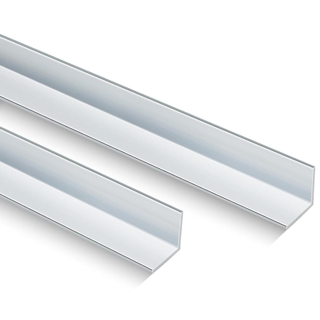 Blulu 2 Pcs 48" Long x 3/4" Wide x 1/16" Thick Aluminum Angle, 6063 Angle Iron Stock for Structural, Railings, Window Frames, Roofs, Corner Guards