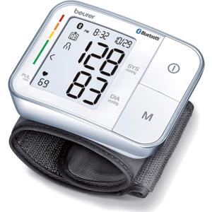 Beurer BC57 Wrist Blood Pressure Monitor  Automatic Wrist Blood Pressure Cuff - Bluetooth  120 Memory Spaces with Irregular Heart Rate Detection, Large Display, Resting Indicator, Storage Case