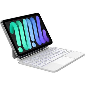 iPad mini 7/6 Keyboard Case (8.3-Inch, 2024/2021), Wireless Magic-Style Keyboard with Smart Trackpad, 7-Color Backlit, for iPad mini 7th & 6th Gen - White