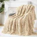 Super Fuzzy Soft Sherpa Fleece Weighted Blanket, 15 lbs. Dual Sided Fluffy Heavy Weighted Blankets for Adults - No Bunching with Double Layers of Soft Inner Lining (60"x 80", 15 Pounds) (Khaki)