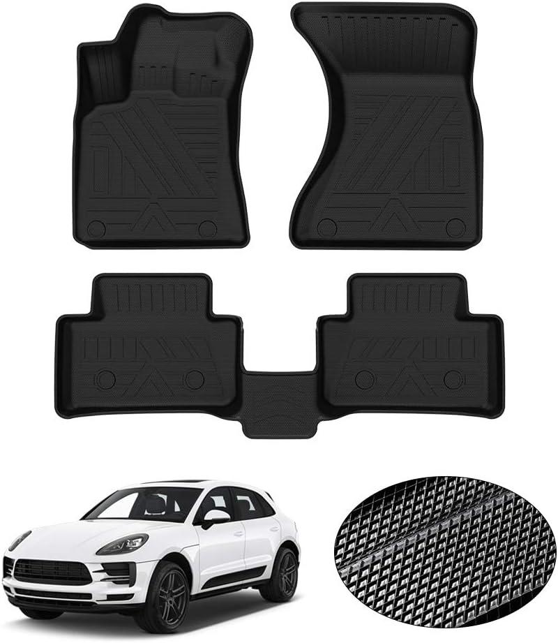 KUST Floor Mats for Porsche Macan 2014-2025 2026 All Weather Floor Liners 1st & 2nd Row Accessories Rubber High Side Black Non-Slip