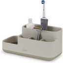 Joseph Joseph EasyStore Bathroom Storage Caddy, Toothbrush and Toothpaste Organiser for Bathroom Accessories, Matt Finish, Ecru