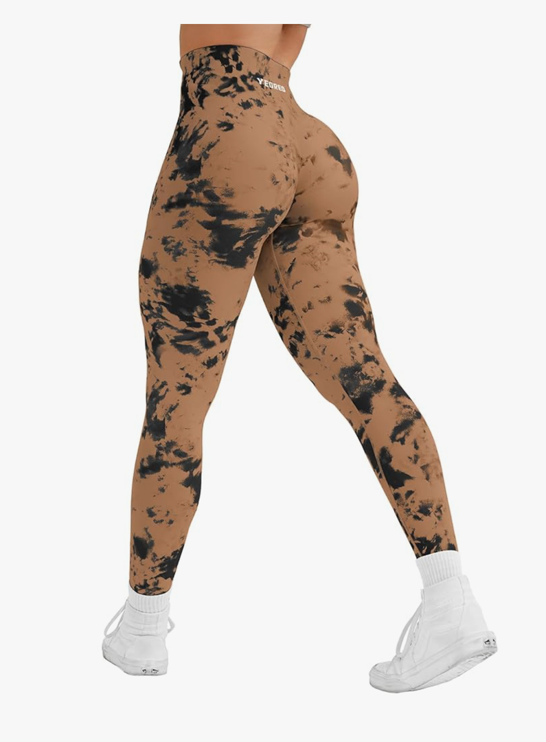 YEOREO Workout Leggings for Women Jada Scrunch Butt Lifting Leggings Seamless Screen Print Gym Yoga Pants, Size M