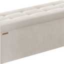 SONGMICS Mazie Collection - Storage Ottoman Bench, Foldable Foot Rest, 15 x 43 x 15 Inches, End of Bed Bench, Storage Chest, Load 660 lb, Living Room, Bedroom, Entryway, Cream White ULSF277W01