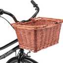 Bike Basket - Original Wicker Front Bicycle Bike Baskets - Handmade Woven Wicker Bike Basket with Adjustable Leather Straps (New Dark Honey)