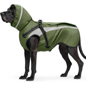 Mosucoirl Dog Raincoat Waterproof Raincoats for Dog Reflective Dogs Rain Jackets with Hood Hoodie Pet Rain Poncho Coat for Small Medium Large Dogs Puppies S-XXL (Green, L)