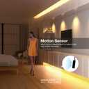 Sensky 19.7ft/6m Motion Activated LED Strip Light Kit Flexible LED Strip Motion Sensor for Bedroom, Gun Safe, Under Cabinet, Under Bed, Pantry, Kitchen, Stairway, Closet(Warm White 3000-3500K) (1 KIT upgrade with dimmer)