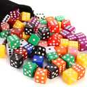100PCS 16mm(0.63 inch) Game Dice Set 10 Vibrant Colors, Square Cornered D6 Dice with Velvet Storage Bag Ideal for Board Games, Teaching, Party, and Classroom Use