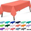 Coral 3 Pack Rectangle Plastic Tablecloth 54 x 108 Inches Premium Light Pastel Red Decorative Table Cover for Baby Shower, Birthday, Wedding, Indoor and Outdoor Use