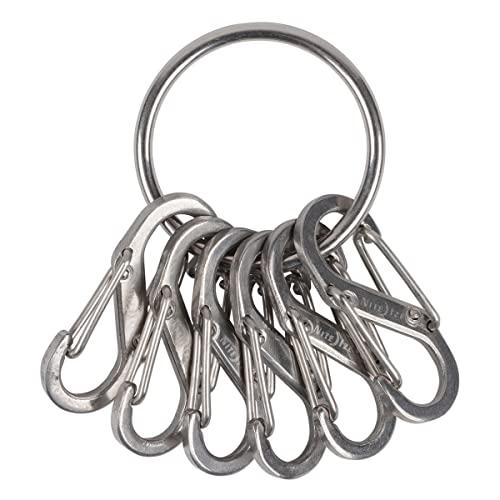 Nite Ize - NI-KRGS-11-R3_Silber Key Ring Steel S-Biner, Stainless Steel Key Chain Ring with 6 Stainless Steel Key-Holding S-Biners