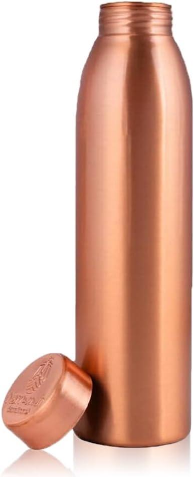NORMAN JR, Copper Water Bottle 1L - Gift Box of 1, Plain, an Ayurvedic vessel made from pure copper - helps you drink more water, with many health benefits