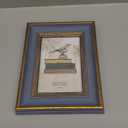 5x7 Wood Picture Frame with Real Glass, Blue Frame with Vintage Beaded Inner Border, Matted to 4x6, Vertical and Horizontal for Tabletop or Wall Hanging