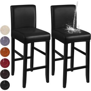 YISUN Bar Stool Covers, Stretch Waterproof PU Bar Stool Slipcover Removable Washable Bar Stool Chair Covers, High Chair Cover with Elastic Bands (2 Pack, Black)