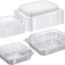 20 Pcs Plastic Clear Lids for 8x8 and 9x13 Inch Aluminum Foil Pans, 1 Inch Height Disposable Dome Lids Only, Airtight Cover for Steam Table Pans, Catering, Baking, Food Storage(Rectangle)